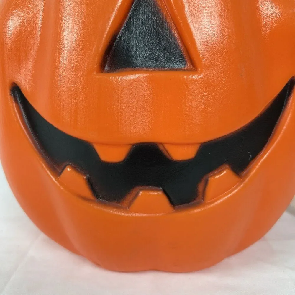 Vintage Pumpkin Halloween Lighted Blow Mold TPI 1991 13” Tall Orange Jack Canada